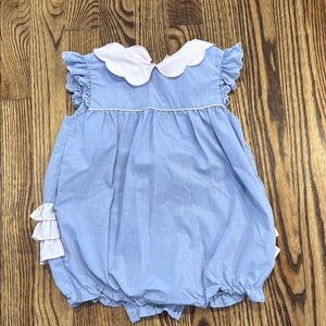 Blue Baby Romper with White Collar